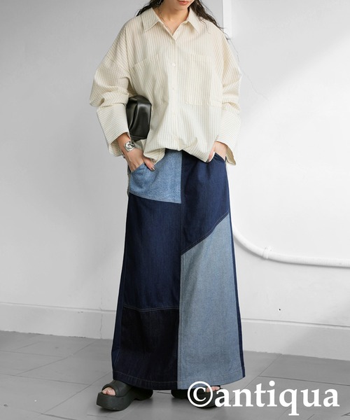 antiqua（アンティカ）の「パッチワークデニムスカート（デニムスカート・レディース・ブルー系その他・P/R）」の5枚目の写真