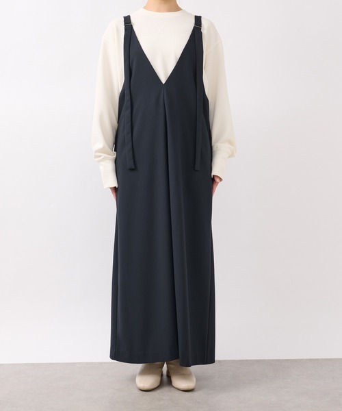 un dix cors(アンディコール)の「前後2way Vネックジャンスカ(ジャンパースカート・レディース・ネイビー/グレー・FREE)」の3枚目の写真