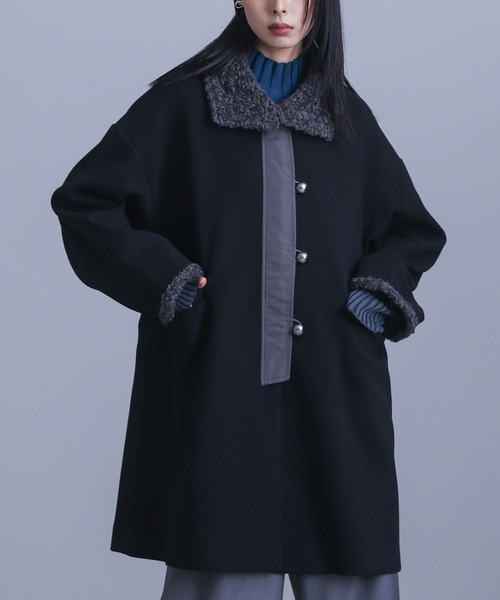 『ボア切替ミドルコート』（ステンカラーコート）｜kOhAKU（コハク）