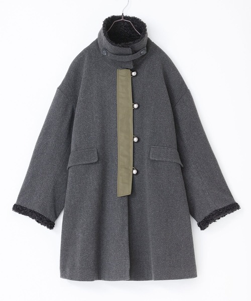 kOhAKU（コハク）の「『ボア切替ミドルコート』（ステンカラーコート・レディース・チャコール/ブラック・1/2）」の17枚目の写真