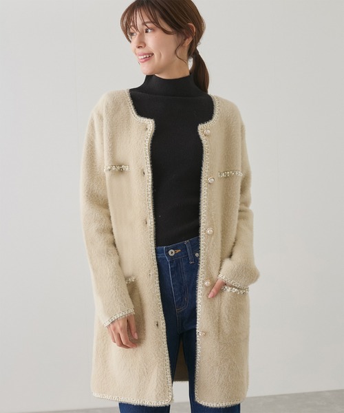 【セール】パール使いシャギーノーカラーコート（その他アウター）｜Jayro（ジャイロ）