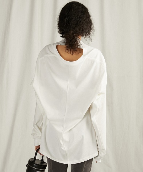 PRANK PROJECT（プランクプロジェクト）の「ダブルネックオーバーTEE / Double Neck Over Tee（Tシャツ/カットソー・レディース・ホワイト/グレー/ブラック・FREE）」の13枚目の写真