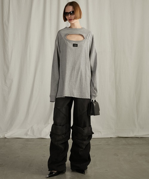 PRANK PROJECT（プランクプロジェクト）の「ダブルネックオーバーTEE / Double Neck Over Tee（Tシャツ/カットソー・レディース・ホワイト/グレー/ブラック・FREE）」の6枚目の写真