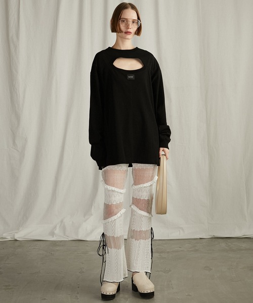 PRANK PROJECT（プランクプロジェクト）の「ダブルネックオーバーTEE / Double Neck Over Tee（Tシャツ/カットソー・レディース・ホワイト/グレー/ブラック・FREE）」の4枚目の写真