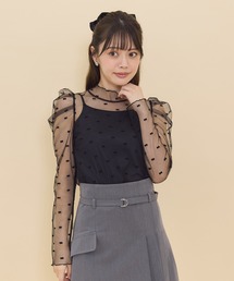REDYAZEL | リボンフロッキーチュールブラウス(シャツ/ブラウス)