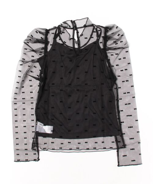 REDYAZEL（レディアゼル）の「リボンフロッキーチュールブラウス（シャツ/ブラウス・レディース・グレー系その他/ブラック系その他/ベージュ系その他・FREE）」の7枚目の写真