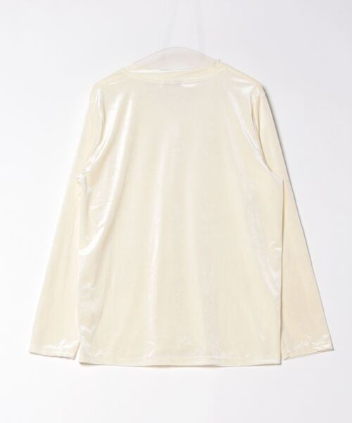 i-dare(アイディア)の「【i-dare】ベロア Vネック トップス 長袖 ロングスリーブ(Tシャツ/カットソー・レディース・アイボリー/ブラック・SMALL/MEDIUM/LARGE)」の3枚目の写真