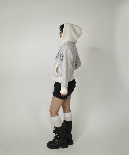 WHO'S WHO gallery(フーズフーギャラリー)の「【SLOPPY/スロッピー】ジップデザインフーディニット(パーカー・レディース・グリーン/ライトグレー/ホワイト・FREE)」の11枚目の写真