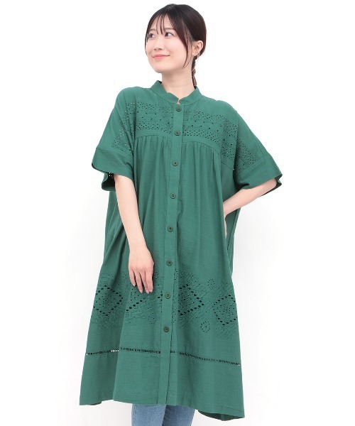 チチカカ(チチカカ)の「Rico カットワーク刺繍ワンピース(ワンピース・レディース・ナチュラル/ボルドー/グリーン・FREE)」の12枚目の写真
