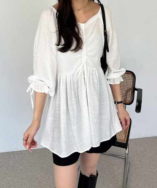 nelliy.（ネルリー）の「２ＷＡＹドロストブラウス（シャツ/ブラウス・レディース・オフホワイト/ブラック・LARGE/MEDIUM）」の5枚目の写真