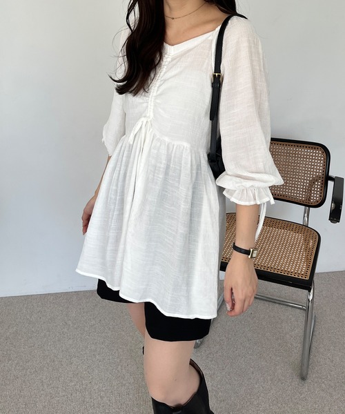 nelliy.（ネルリー）の「２ＷＡＹドロストブラウス（シャツ/ブラウス・レディース・オフホワイト/ブラック・LARGE/MEDIUM）」の18枚目の写真