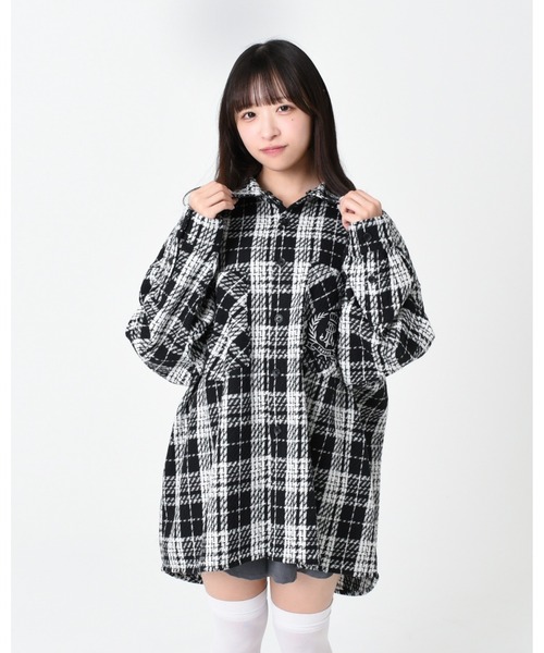 TRAVAS TOKYO（トラバス トウキョウ）の「『TRAVAS TOKYO/トラバス トーキョー』フード付きチェックシャツ（シャツ/ブラウス・レディース・グレー/ブラック・FREE）」の9枚目の写真