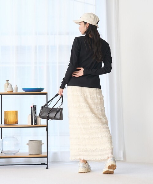 coen（コーエン）の「シフォンフリルナロースカート（スカート・レディース・オフホワイト/ブラック・FREE）」の11枚目の写真