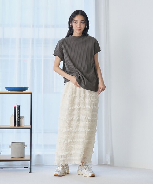 coen（コーエン）の「シフォンフリルナロースカート（スカート・レディース・オフホワイト/ブラック・FREE）」の12枚目の写真