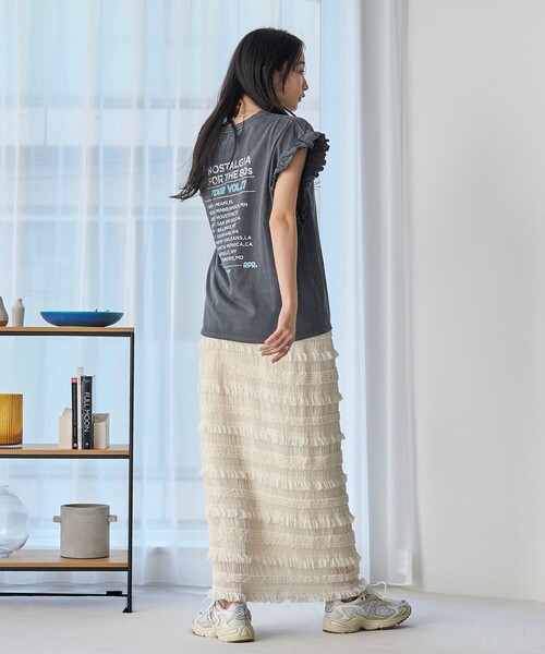 coen（コーエン）の「シフォンフリルナロースカート（スカート・レディース・オフホワイト/ブラック・FREE）」の17枚目の写真