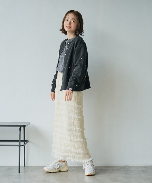 coen（コーエン）の「シフォンフリルナロースカート（スカート・レディース・オフホワイト/ブラック・FREE）」の19枚目の写真