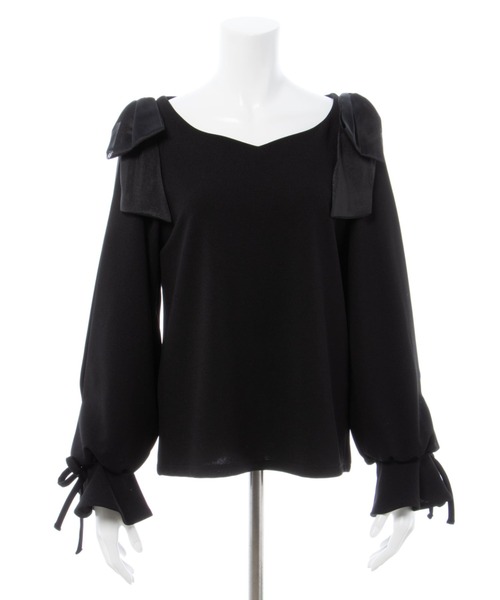 INGNI（イング）の「【WEB限定】袖シアー＆リボントップス（Tシャツ/カットソー・レディース・ピンク/ブラック/オフホワイト/ボルドー・M）」の21枚目の写真