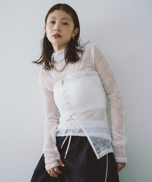 HANNE(アン)の「ビスチェコンビレーストップス(Tシャツ/カットソー・レディース・ホワイト/ベージュ/ブラック・FREE)」の4枚目の写真