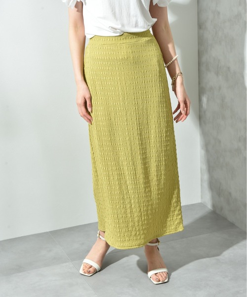 INTERPLANET（インタープラネット）の「ポコポコジャガードナロースカート（スカート・レディース・イエロー/ブラック・FREE）」の8枚目の写真