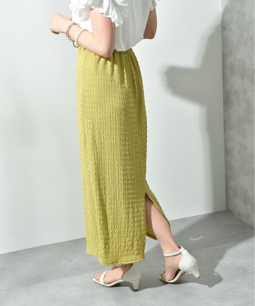 INTERPLANET（インタープラネット）の「ポコポコジャガードナロースカート（スカート・レディース・イエロー/ブラック・FREE）」の9枚目の写真