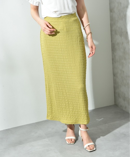 INTERPLANET（インタープラネット）の「ポコポコジャガードナロースカート（スカート・レディース・イエロー/ブラック・FREE）」の12枚目の写真