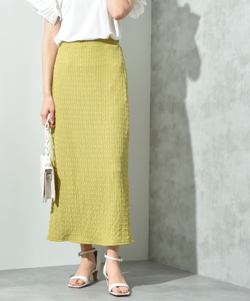 INTERPLANET（インタープラネット）の「ポコポコジャガードナロースカート（スカート・レディース・イエロー/ブラック・FREE）」の5枚目の写真