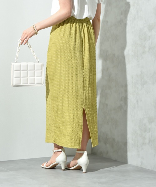 INTERPLANET（インタープラネット）の「ポコポコジャガードナロースカート（スカート・レディース・イエロー/ブラック・FREE）」の6枚目の写真