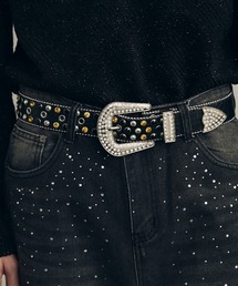 Shoowtime(VE^C)studded rhinestone glitter belt / CXg[xg(xg)