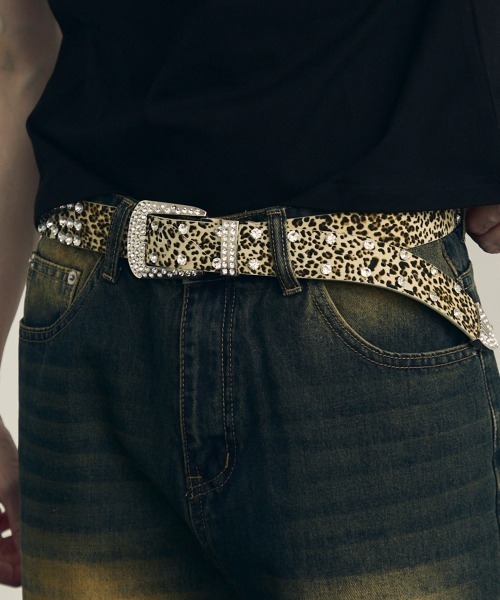 セール】studded rhinestone glitter belt / ラインストーンラメ
