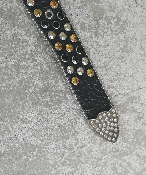 セール】studded rhinestone glitter belt / ラインストーンラメ