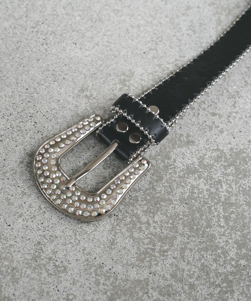 セール】studded rhinestone glitter belt / ラインストーンラメ