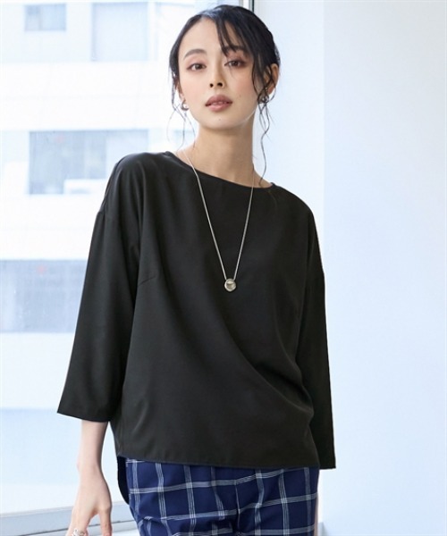 nissen（ニッセン）の「さらとろコクーンブラウス（防しわ・吸汗速乾）＜大きいサイズ有＞（シャツ/ブラウス・レディース・ブラック/オフホワイト/グレイッシュベージュ/ラベンダー・M/L/LL/3L/S）」の3枚目の写真