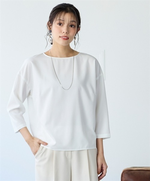 nissen（ニッセン）の「さらとろコクーンブラウス（防しわ・吸汗速乾）＜大きいサイズ有＞（シャツ/ブラウス・レディース・ブラック/オフホワイト/グレイッシュベージュ/ラベンダー・M/L/LL/3L/S）」の5枚目の写真