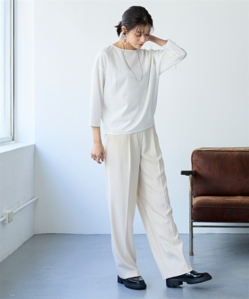 nissen（ニッセン）の「さらとろコクーンブラウス（防しわ・吸汗速乾）＜大きいサイズ有＞（シャツ/ブラウス・レディース・ブラック/オフホワイト/グレイッシュベージュ/ラベンダー・M/L/LL/3L/S）」の6枚目の写真