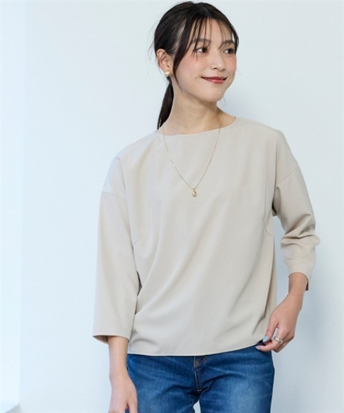 nissen（ニッセン）の「さらとろコクーンブラウス（防しわ・吸汗速乾）＜大きいサイズ有＞（シャツ/ブラウス・レディース・ブラック/オフホワイト/グレイッシュベージュ/ラベンダー・M/L/LL/3L/S）」の9枚目の写真