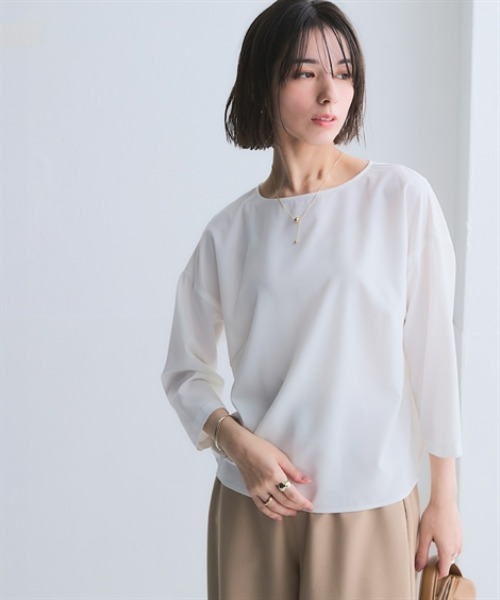 nissen（ニッセン）の「さらとろコクーンブラウス（防しわ・吸汗速乾）＜大きいサイズ有＞（シャツ/ブラウス・レディース・ブラック/オフホワイト/グレイッシュベージュ/ラベンダー・M/L/LL/3L/S）」の18枚目の写真