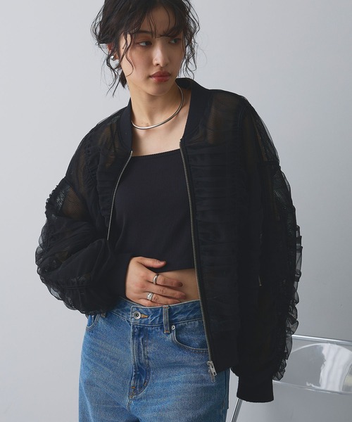 ELLEgirl(エルガール)の「シャーリングシアーMA-1【ELLEgirl/エルガール】(MA-1・レディース・ライトグレー/ブラック/ピンクベージュ・FREE)」の1枚目の写真