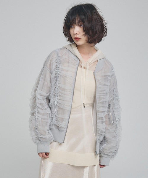 ELLEgirl(エルガール)の「シャーリングシアーMA-1【ELLEgirl/エルガール】(MA-1・レディース・ライトグレー/ブラック/ピンクベージュ・FREE)」の4枚目の写真