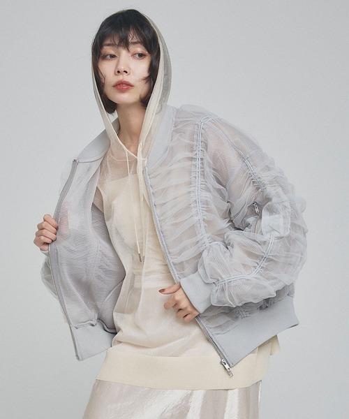 ELLEgirl(エルガール)の「シャーリングシアーMA-1【ELLEgirl/エルガール】(MA-1・レディース・ライトグレー/ブラック/ピンクベージュ・FREE)」の7枚目の写真