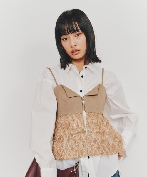 UNITED TOKYO（ユナイテッドトウキョウ）の「【残りわずか！】カットジャガードペプラムビスチェ（その他トップス・レディース・ネイビー/ベージュ・FREE）」の2枚目の写真