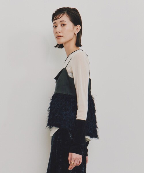 UNITED TOKYO（ユナイテッドトウキョウ）の「【残りわずか！】カットジャガードペプラムビスチェ（その他トップス・レディース・ネイビー/ベージュ・FREE）」の5枚目の写真