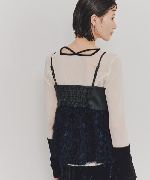 UNITED TOKYO（ユナイテッドトウキョウ）の「【残りわずか！】カットジャガードペプラムビスチェ（その他トップス・レディース・ネイビー/ベージュ・FREE）」の4枚目の写真