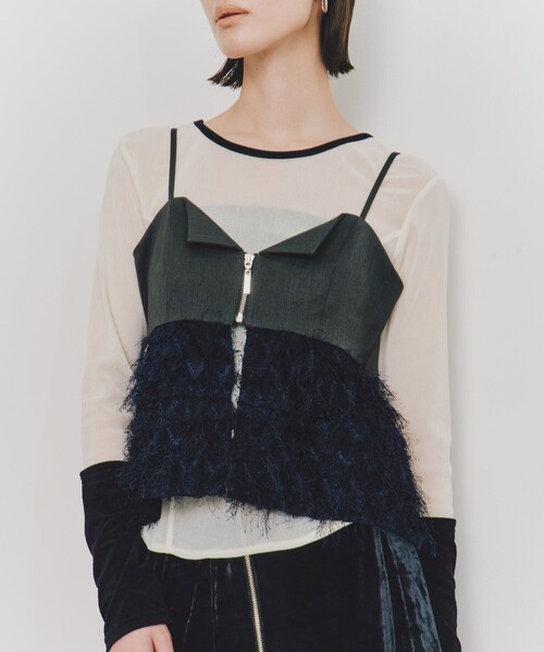 UNITED TOKYO（ユナイテッドトウキョウ）の「【残りわずか！】カットジャガードペプラムビスチェ（その他トップス・レディース・ネイビー/ベージュ・FREE）」の3枚目の写真