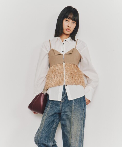 UNITED TOKYO（ユナイテッドトウキョウ）の「【残りわずか！】カットジャガードペプラムビスチェ（その他トップス・レディース・ネイビー/ベージュ・FREE）」の10枚目の写真