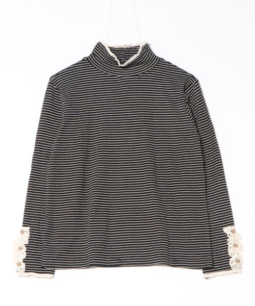 aimoha（アイモハ）の「ボーダーデザインフリルタートルネックトップス（Tシャツ/カットソー・レディース・ブラック/ベージュ/レッド・FREE）」の18枚目の写真