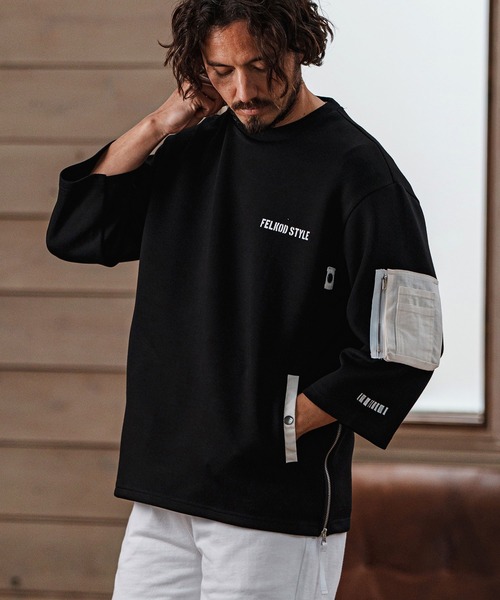 felkod（フィルコッド）の「mt9502- Military Cardboard Knit Pullover ダンボールニットTシャツ（Tシャツ/カットソー・メンズ・ブラック×ホワイト/グレー×ホワイト・L/M/S）」の2枚目の写真