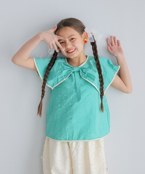 unica(ユニカ)の「ウェーブラインピックカラーブラウス(シャツ/ブラウス・キッズ・ブラック/レッド/グリーン・S/XL/M/L)」の2枚目の写真
