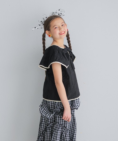 unica(ユニカ)の「ウェーブラインピックカラーブラウス(シャツ/ブラウス・キッズ・ブラック/レッド/グリーン・S/XL/M/L)」の6枚目の写真
