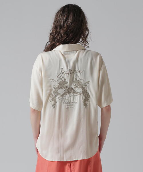 【AVIREX 】刺繍 ダブルドラゴン スーベニア 半袖シャツ　2XL DOUBLE DRAGON SOUVENIR SHIRT ／ ダブルドラゴン スーベニア