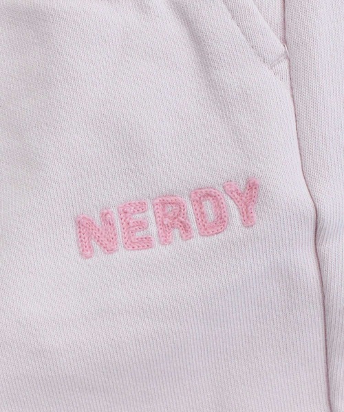 NERDY(ノルディ)の「NERDY ステッチロゴハーフパンツ STITCH LOGO HALF PANTS(スウェットパンツ・メンズ・ピンク/ブラック/クリーム・M/L)」の6枚目の写真
